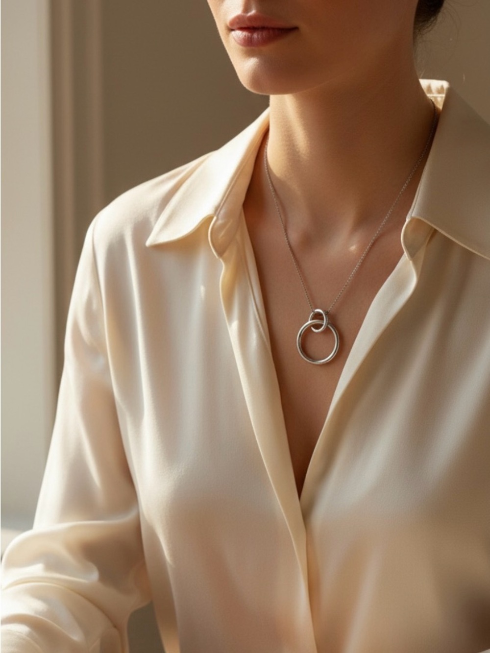 Elegant Silver Necklace with Interlocking Rings